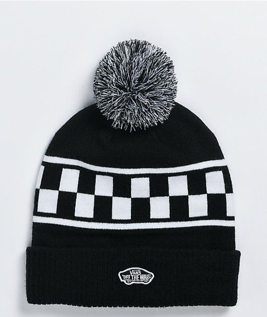 Beanies * | Vans Off The Wall Checkerboard Pom Beanie Promotions