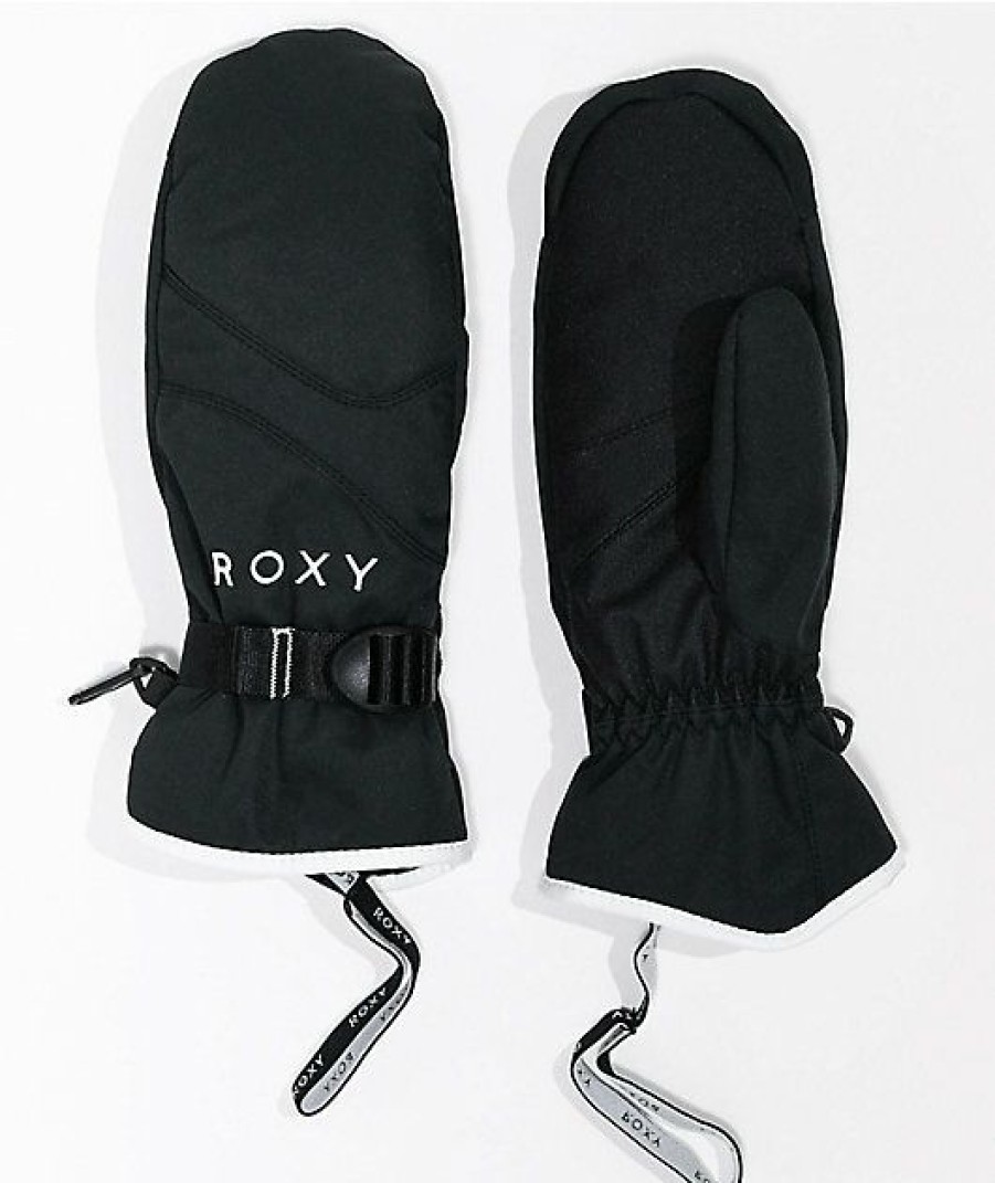 Snowboard * | Roxy Jetty Black Snowboard Gloves Limit Offer