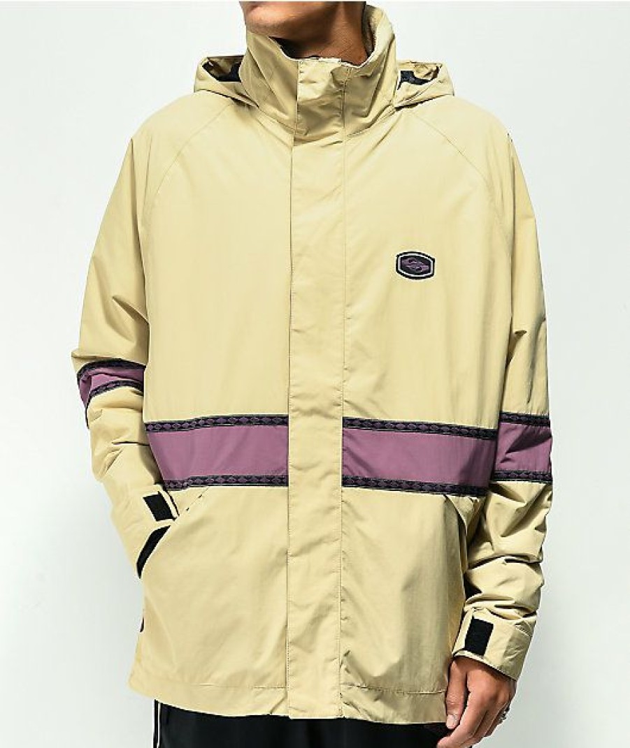 Clothing * | Quiksilver Live Wire Tan & Purple 10K Snowboard Jacket Promotions