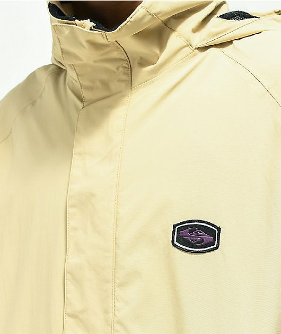 Clothing * | Quiksilver Live Wire Tan & Purple 10K Snowboard Jacket Promotions