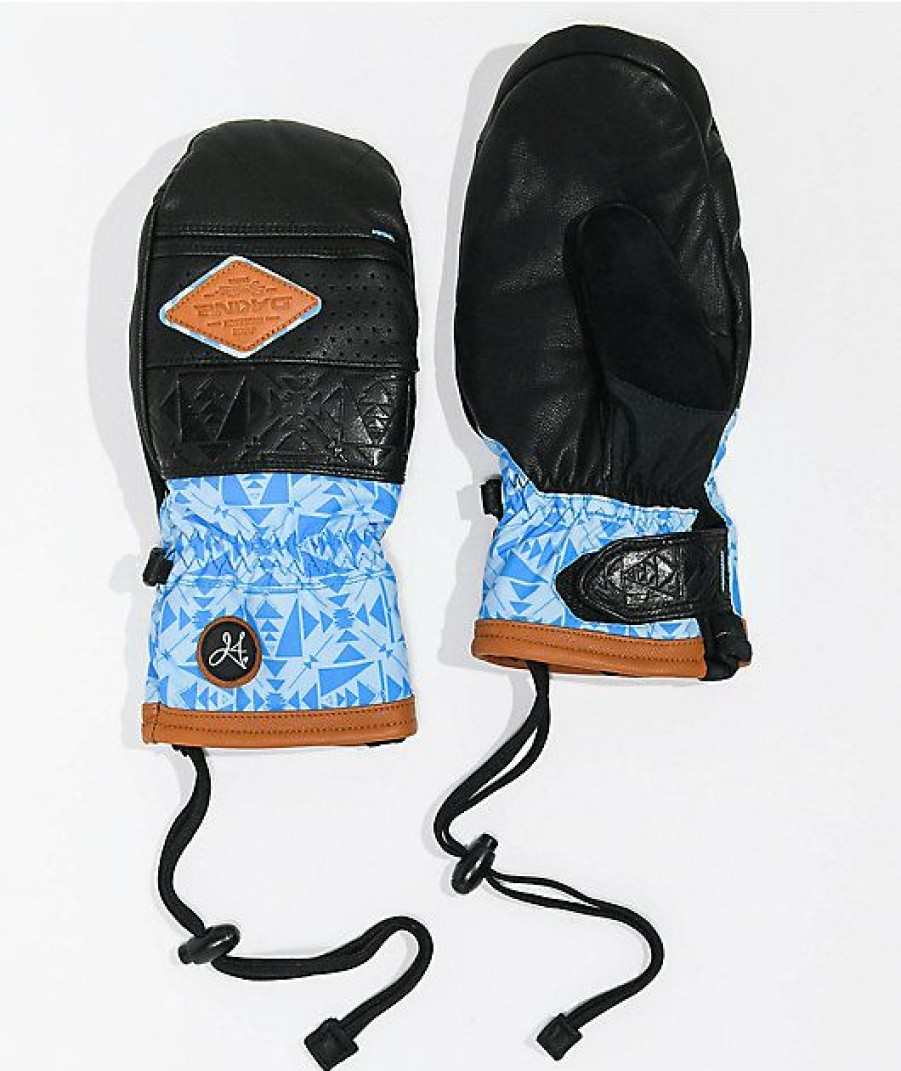 Snowboard * | Dakine Women'S Team Fleetwood Black & Blue Snowboard Mittens Limit Offer