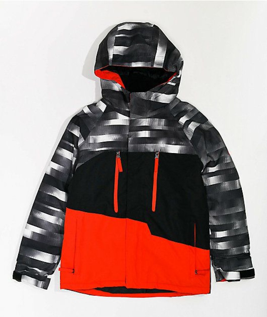 Clothing * | 686 Geo Black & Red 10K Snowboard Jacket Kids Promotions