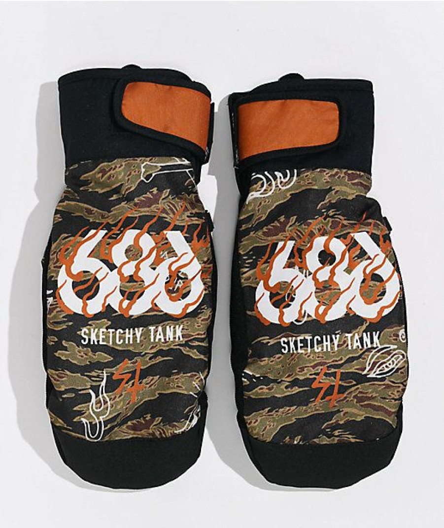 Snowboard * | 686 X Sketchy Tank Mountain Camo Snowboard Mitts Limit Offer