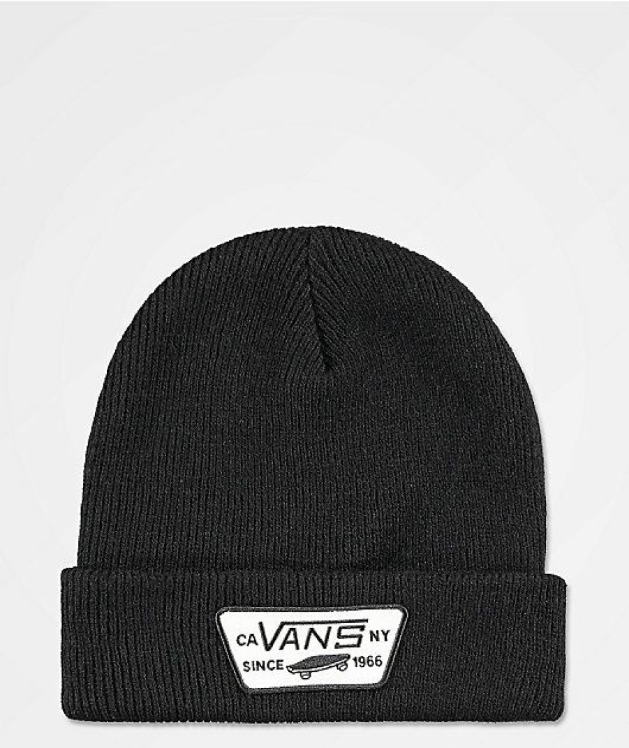 Beanies * | Vans Milford Black Fold Beanie Promotions