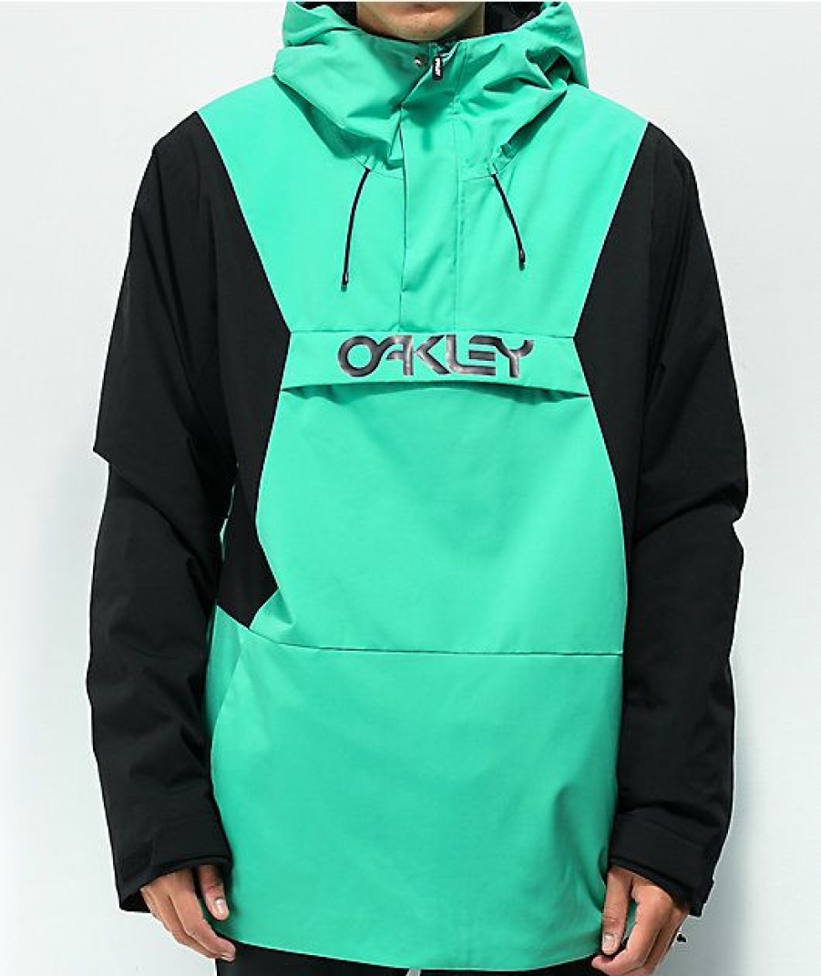 Clothing * | Oakley Black & Emerald Anorak 10K Snowboard Jacket Promotions