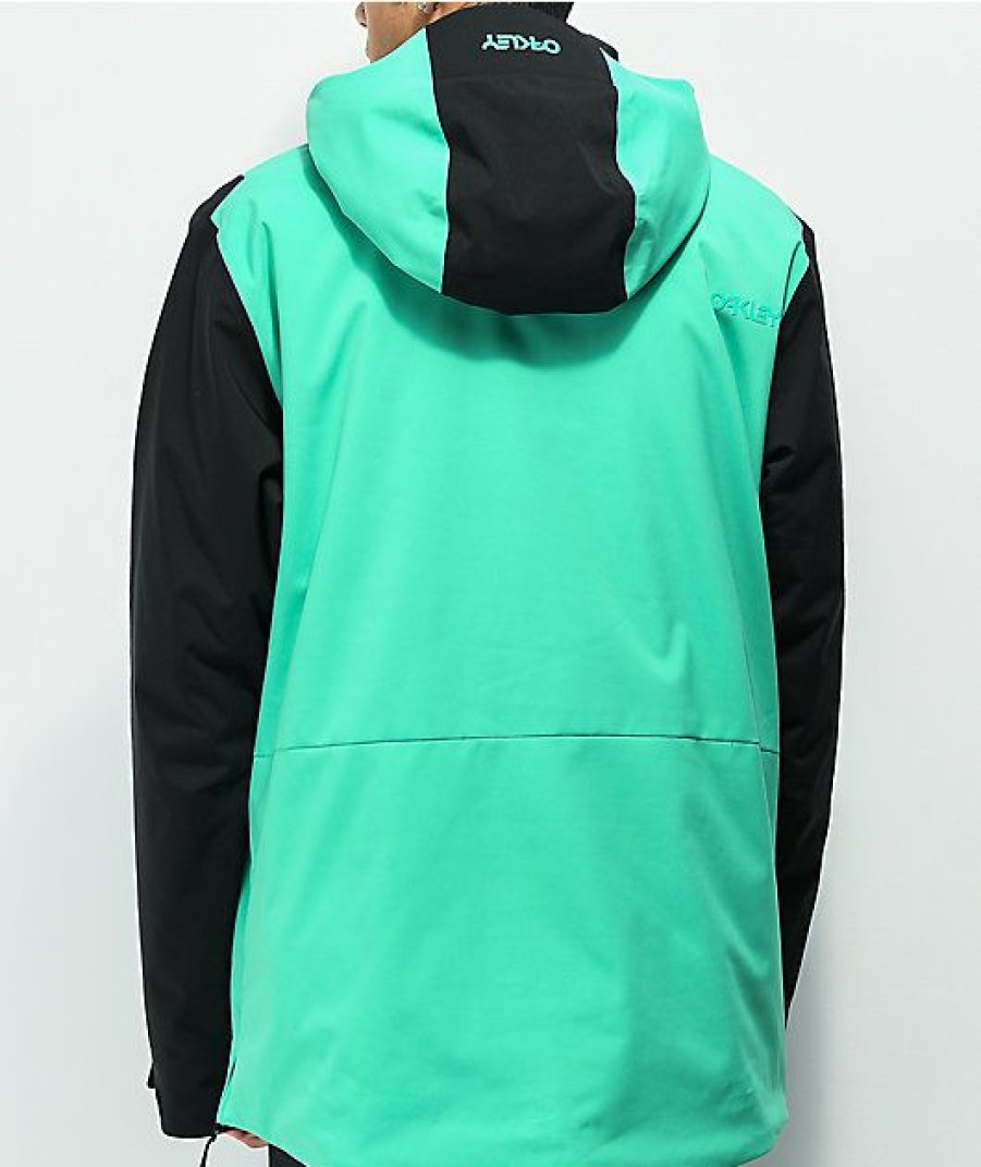 Clothing * | Oakley Black & Emerald Anorak 10K Snowboard Jacket Promotions