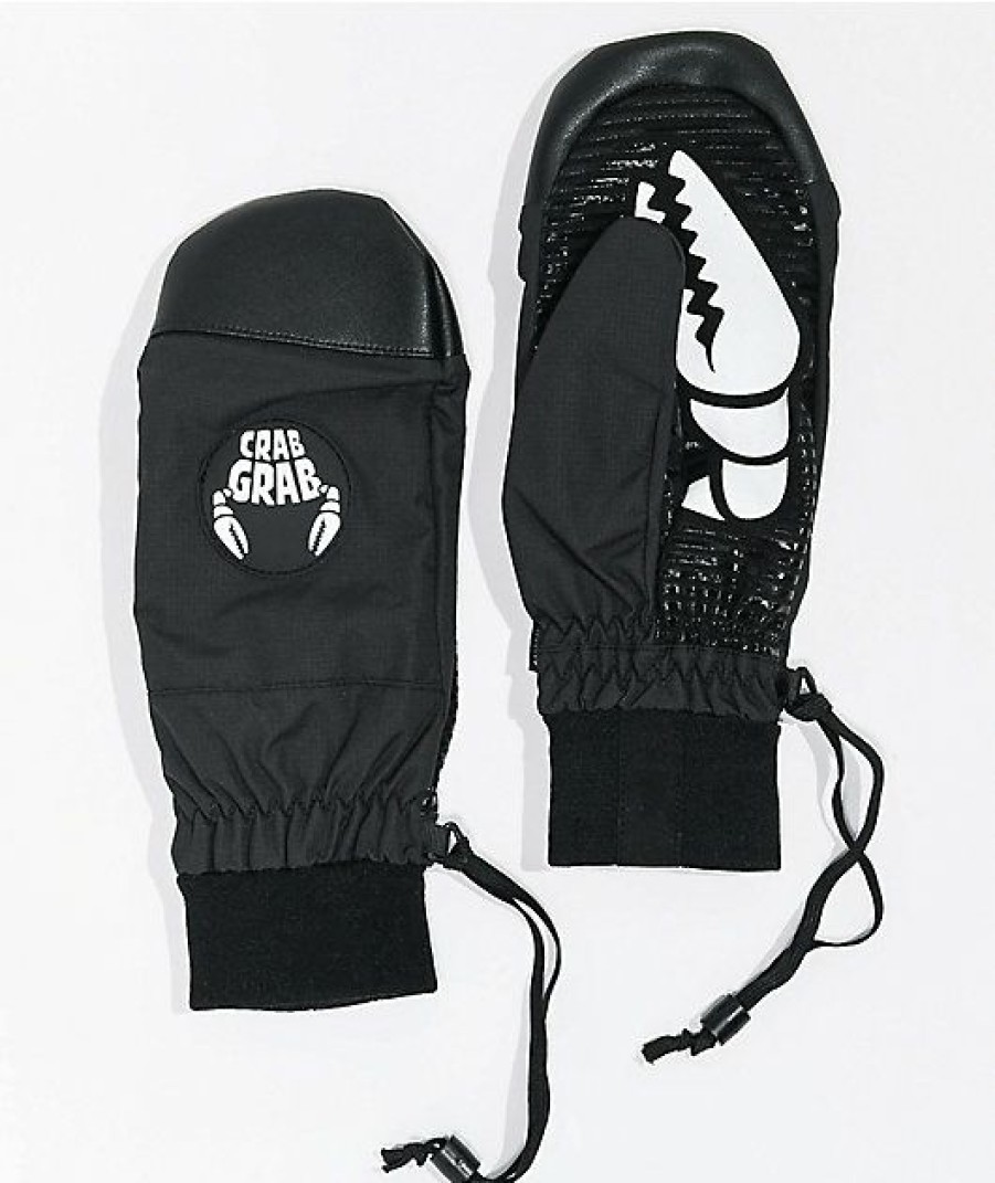 Snowboard * | Crab Grab Slush Black Snowboard Mittens Limit Offer