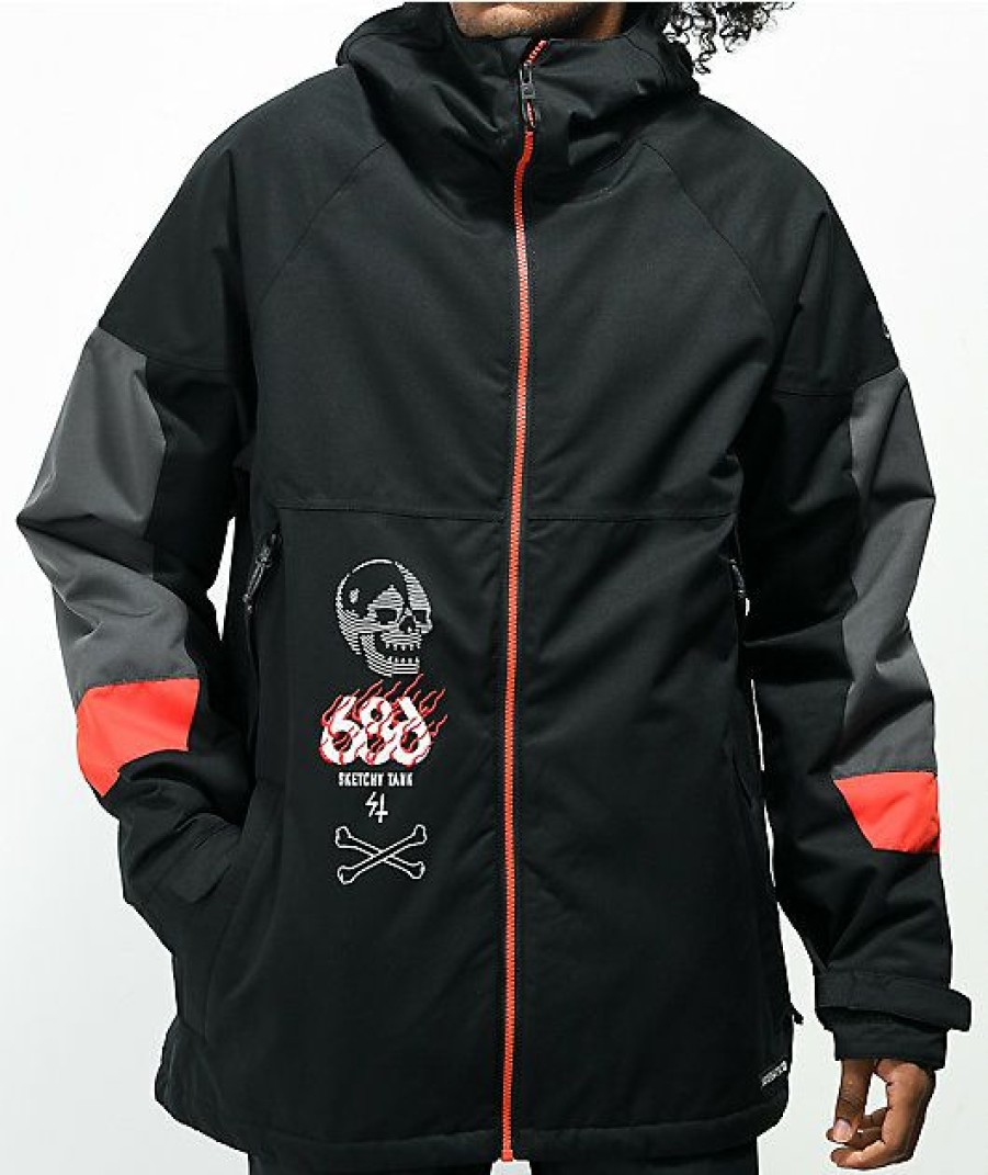 Clothing * | 686 X Sketchy Tank Static Black & Red 10K Snowboard Jacket Promotions