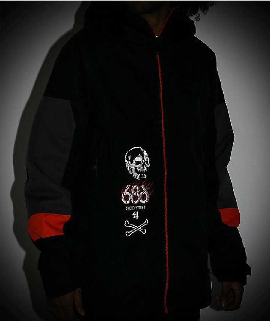 Clothing * | 686 X Sketchy Tank Static Black & Red 10K Snowboard Jacket Promotions