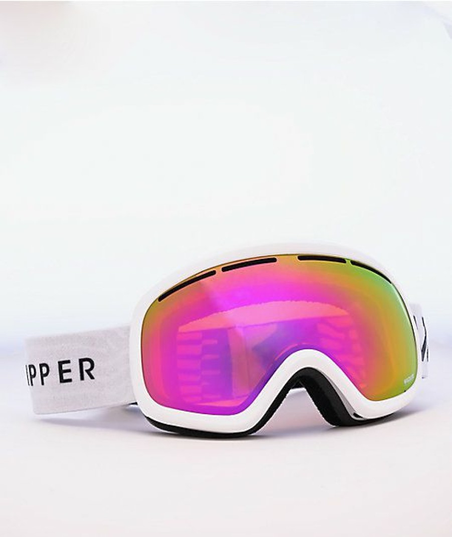 Snowboard * | Vonzipper Skylab White & Gloss Pink Chrome Snowboard Goggles Limit Offer