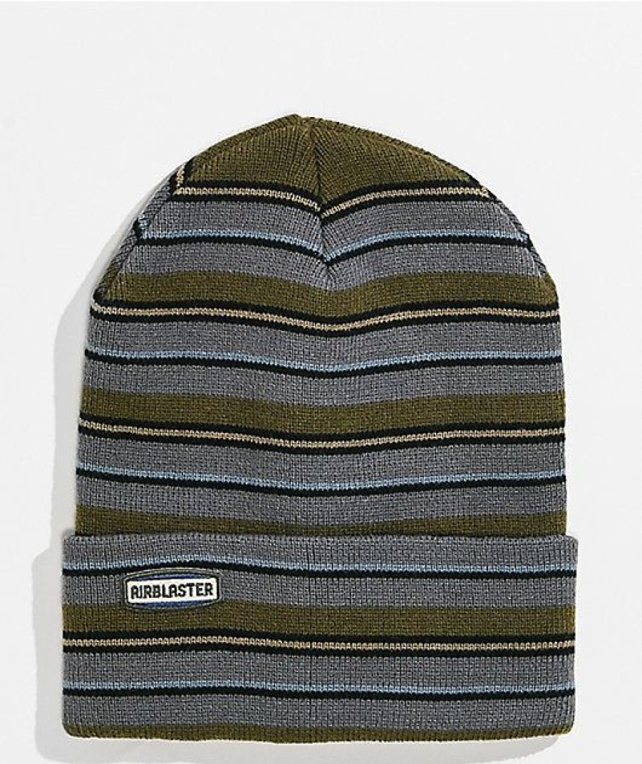 Beanies * | Airblaster Gas Station New Stripe Blue & Green Beanie Promotions