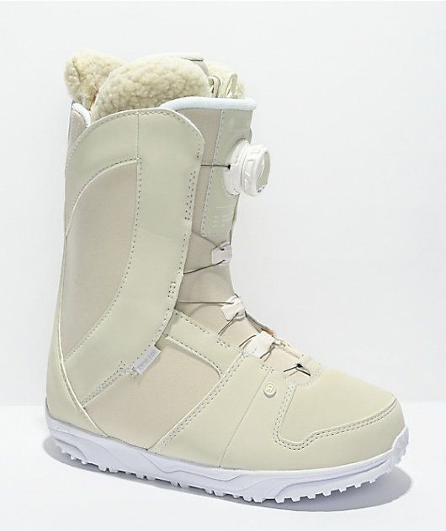 Snowboard * | Ride Sage Teddy White & Black Women'S Snowboard Boots 2022 Limit Offer