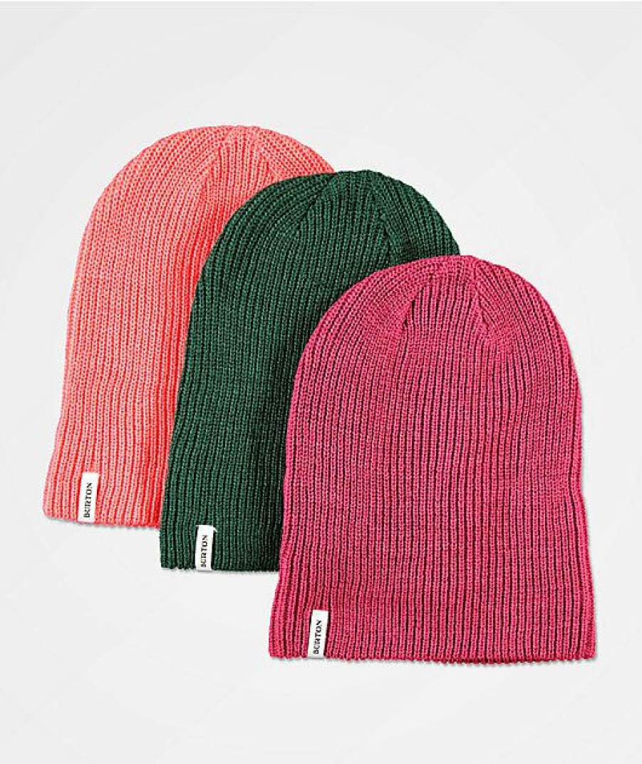 Beanies * | Burton Dnd Pine, Plum & Hibiscus 3 Pack Beanies Promotions