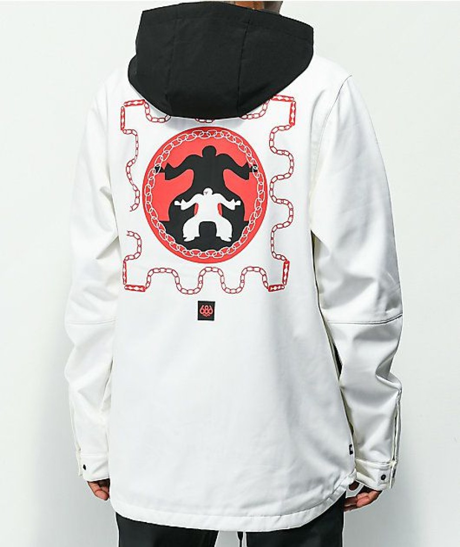 Clothing * | 686 Coaches White 10K Snowboard Jacket Promotions