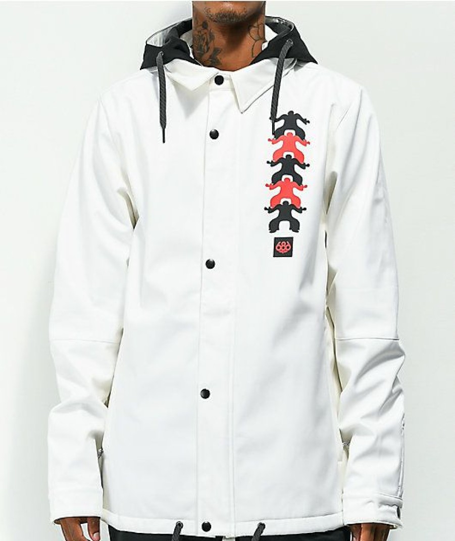 Clothing * | 686 Coaches White 10K Snowboard Jacket Promotions