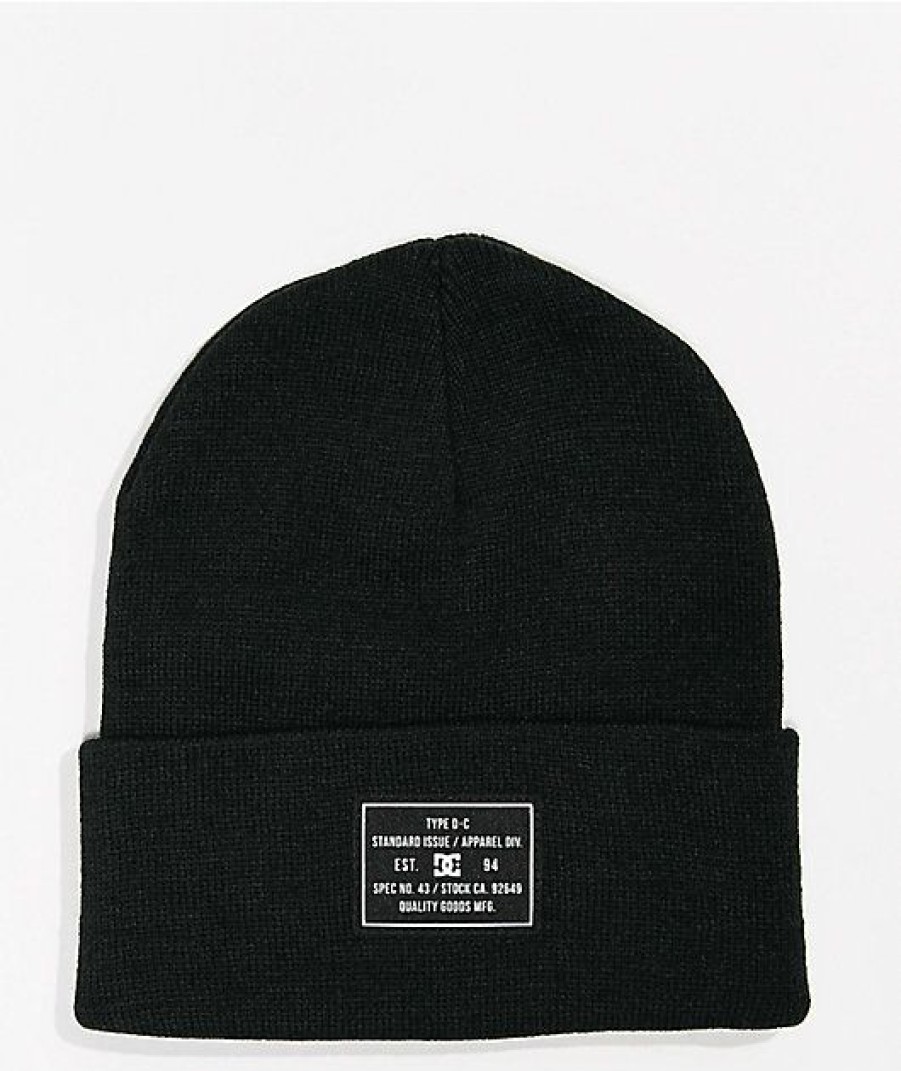 Beanies * | Dc Label Black Beanie Promotions