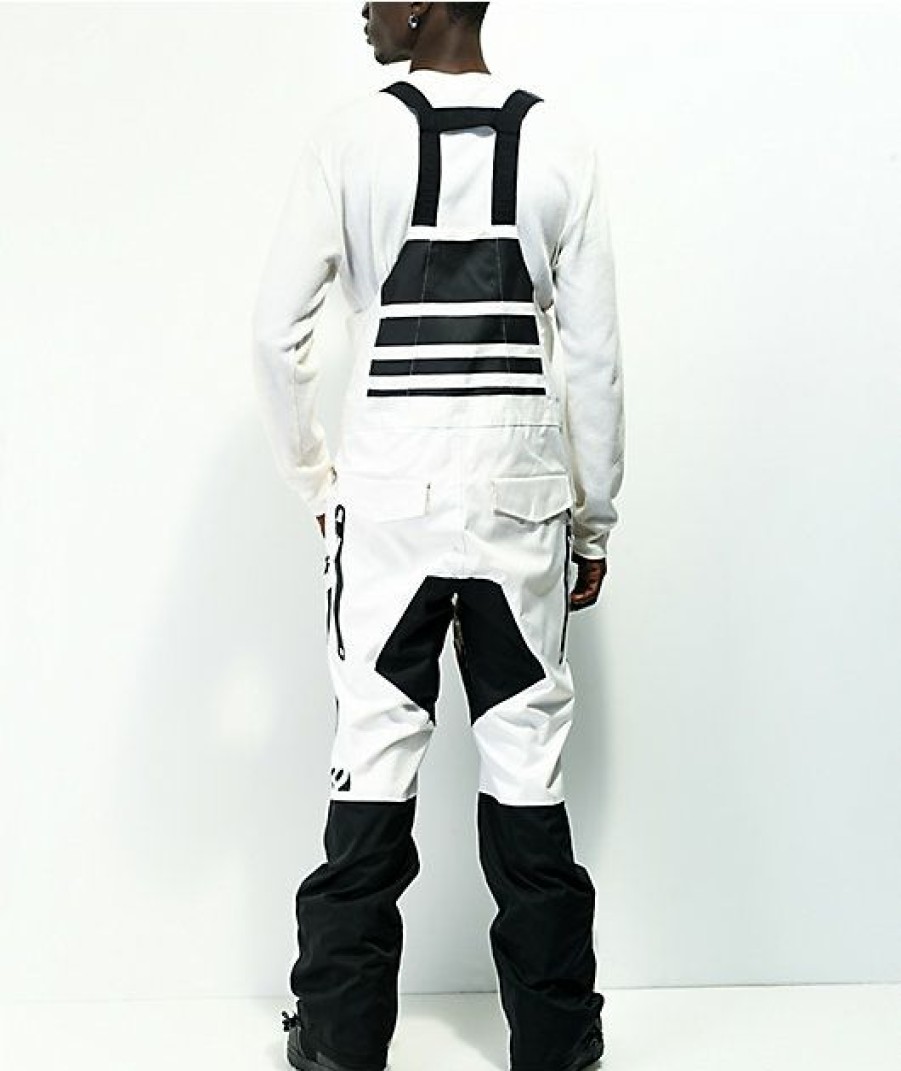 Snowboard * | Thirtytwo X Spring Break Black & White 20K Bib Snowboard Pants Limit Offer